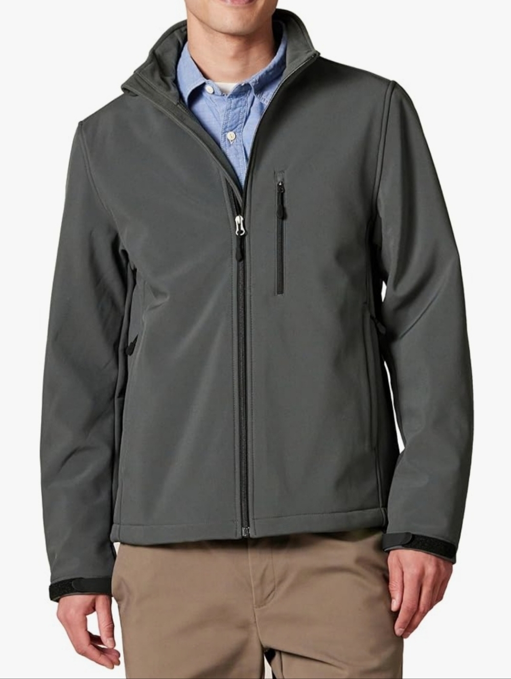 Amazon Essentials Men's 4XLT Water Resistant Softshell Jacket, Dark Gray